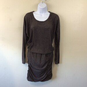 Athleta Gray Long Sleeve Elastic Waist Scrunch Skirt Dress